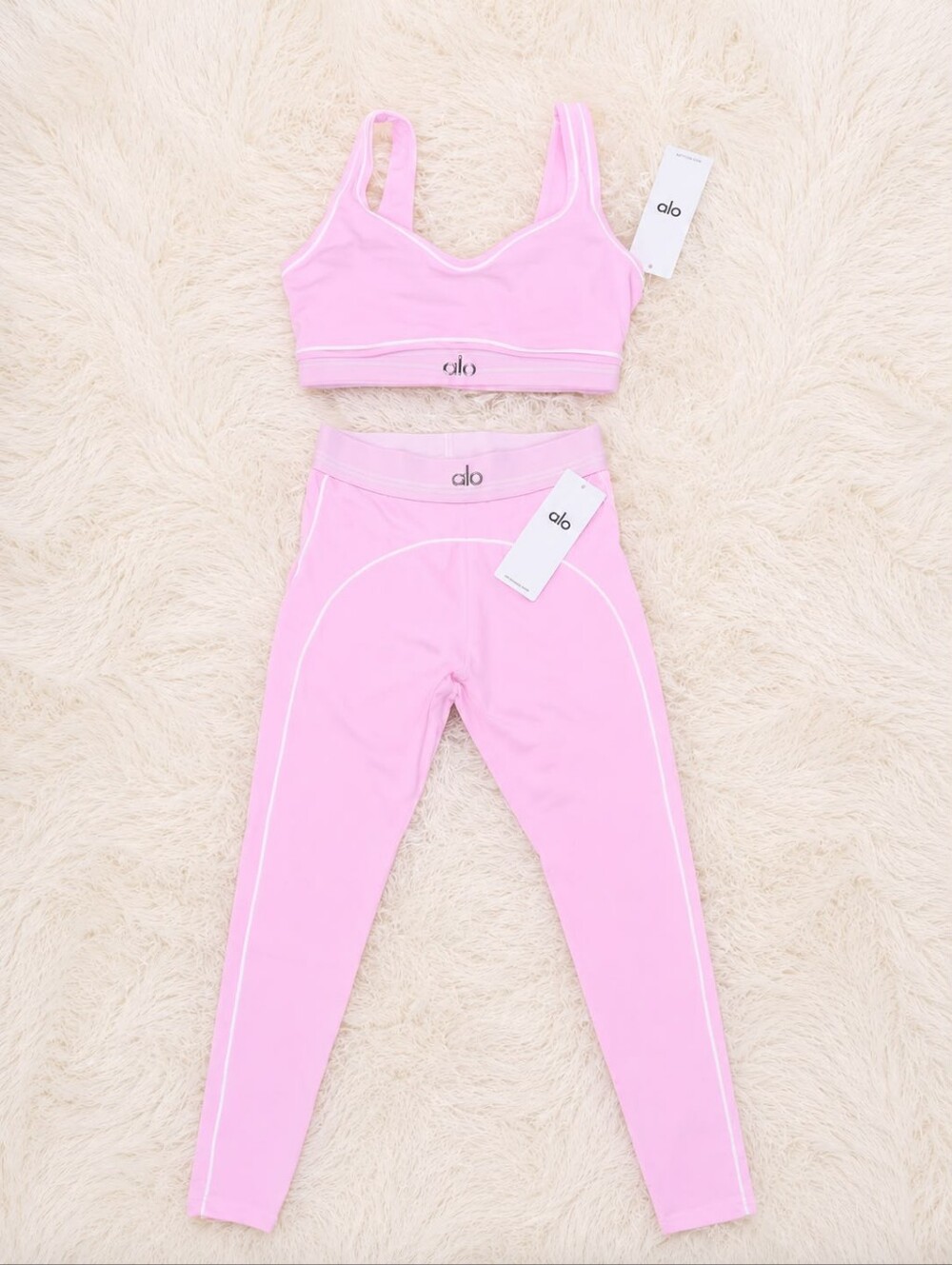 ALO Yoga Pink Active Leggings & Sports Bra Set Women’s Size L
